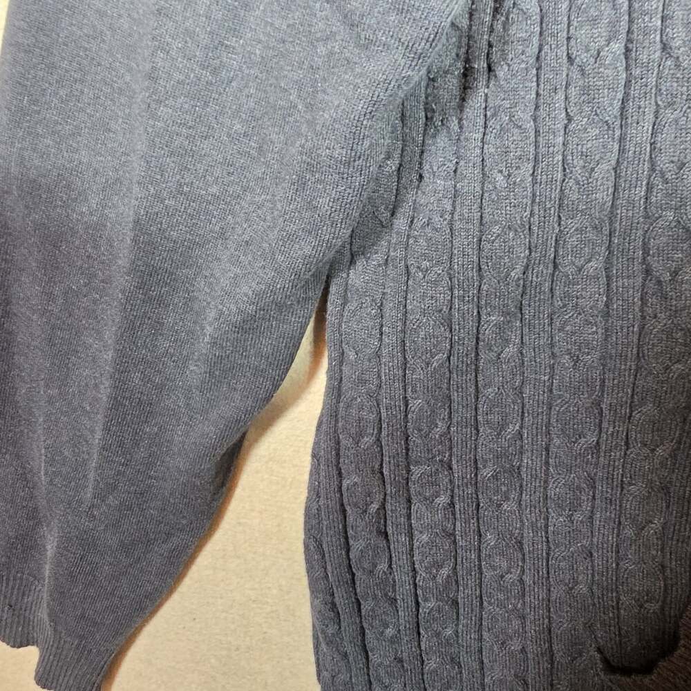 Curves Womens dark Gray Cable Knit Full Zip Hooded cardigan Size M Regular Fit - Picture 10 of 13